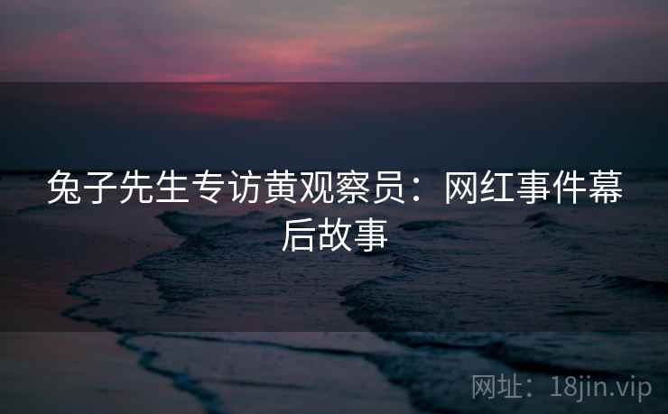 兔子先生专访黄观察员：网红事件幕后故事