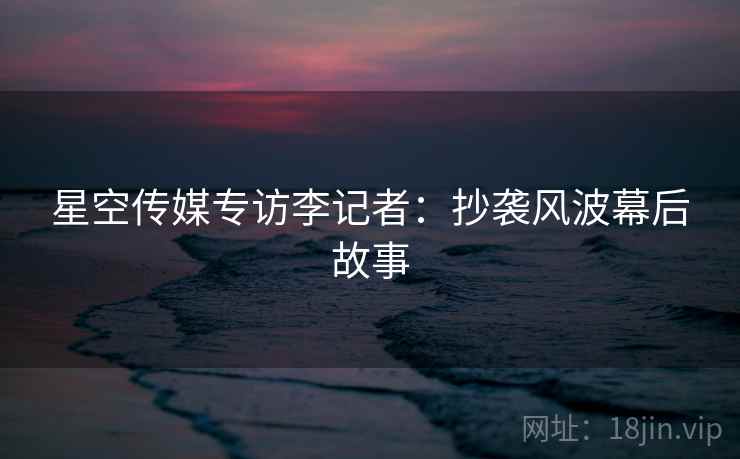星空传媒专访李记者：抄袭风波幕后故事